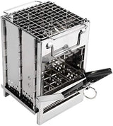 REDCAMP Wood Burning Folding Camp Stove Stainless Steel Grid, Portable Collapsible Backpacking Stove Survival Rocket Stove for Hiking Outdoor Tent Camping Picnic BBQ, Samll