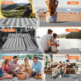 SUV Air Mattress: Inflatable Car Air Mattress for Camping, Flocking Car Bed with Air Pump & 2 Pillows, Portable Sleeping Pad Mattress for Home Car Travel Camping Grey