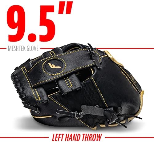 Franklin Sports Kids Baseball Glove + Ball Sets - Meshtek Youth Teeball Gloves for Kids + Toddlers - Left + Right Hand Throw Mitts + Glove Sets with Foam Balls - Boys + Girls Gloves - 9.5" Inch