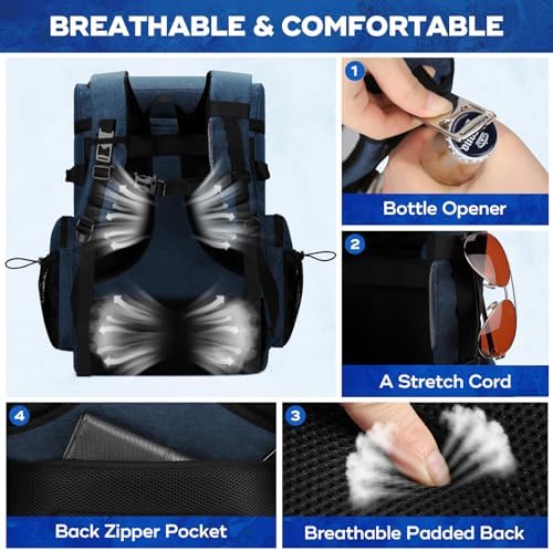 Maelstrom Backpack Cooler,Soft Lightweight Leakproof Cooler Backpack,50 Can Insulated Cooler Bag,Keeps 50 Cans Hot/Cold for Up to 16 Hours,Waterproof Lunch Backpack for Men Women-Blue