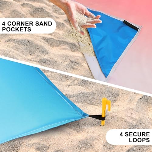 AISPARKY Beach Blanket Waterproof Sandproof Extra Large Beach Mat 79" X 83"/120"x108" for 2-8 Adults Quick Drying Durable Outdoor Picnic Mat for Travel, Camping, Hiking