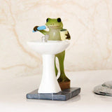 Miniature Frog Garden Statue Outdoor Fairy Animal Figurine for Bathroom