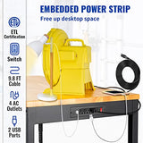 VEVOR 60" Adjustable Workbench, Heavay Duty Workstation 2000 LBS Load Capacity, with Power Outlets & Rubber Wood Top & Metal Frame & Foot Pads, for Workshop Office Home Garage