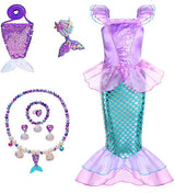 Little Girls Princess Mermaid Costume for Girls Dress Up with Accessory for Christmas Birthday Party Supplies