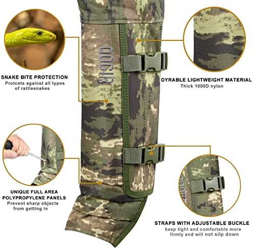 skiguard Snake Gaiter Chaps for Hunting: Snake Bite Protection for Ankle to Thigh Snake Chap, Waterproof Snake Gaiter for Men