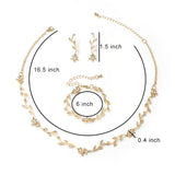 Hapibuy Crystal Necklace Earrings Bracelet Bridal Wedding Jewelry Set Rhinestone Choker Necklace For Women Brides Gold Color