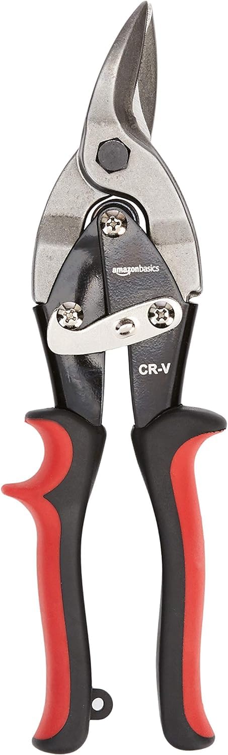 Amazon Basics 3-Piece Aviation Snip Set for Metal Cutting with Comfort Grips, Left, Right and Straight Cut