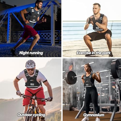 APEXUP Adjustable Weighted Vest, 4-10lb/12-18lb/20-32lb Vest with 6 Ironsand Weights and Large Pocket, Weight Vest for Men Women Strength Training, Running, Walking