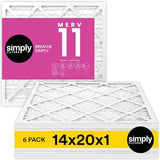Simply 14x20x1 Air Filter, Merv 11, MPR 1000, 6 Pack, Furnace Air Filter for HVAC (Actual Size: 13.75"x19.75"x0.75") DUST, Pet, & Allergy Control