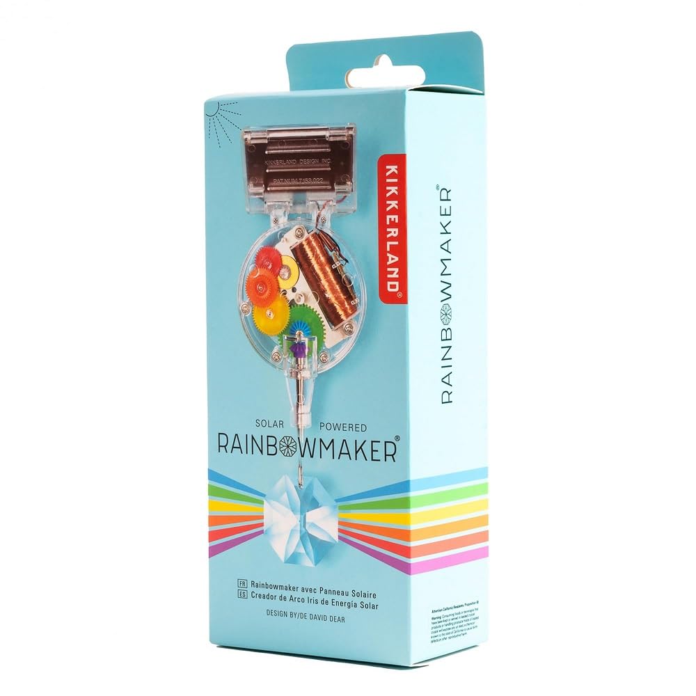 Kikkerland Solar Powered Rainbow Maker – Prism Suncatcher, Fun Home Window Decor – Unique Gift for Christmas & Birthdays – Single Crystal