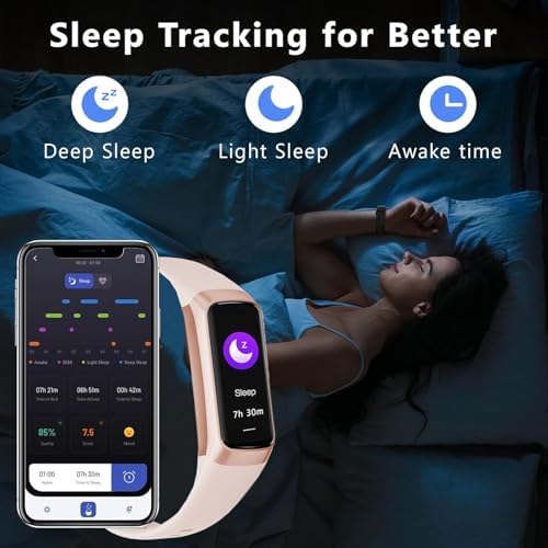 Fitness Tracker with 24/7 Heart Rate Sleep Blood Oxygen Monitor,IP68 Waterproof Smart Watch,1.10''AMOLED Touch Color Screen,Step Counter Health Activity Trackers for Women Men