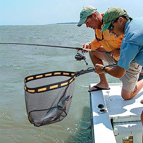 PLUSINNO Floating Fishing Net for Steelhead, Salmon, Fly, Kayak, Catfish, Bass, Trout Fishing, Rubber Coated Landing Net for Easy Catch & Release, Compact & Foldable for Easy Transportation & Storage