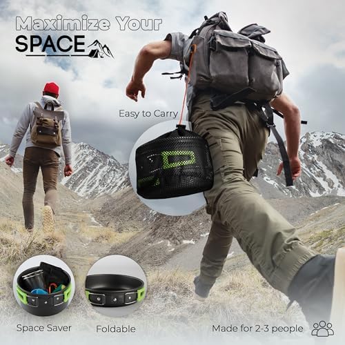 Camping Cookware Set - 19-Piece Lightweight Backpacking Cookware with Pots, Pans, Utensils - Compact Outdoor Cooking Kit for Camping, Hiking, Backpacking & Survival