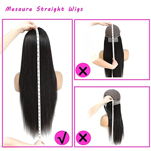 13x6 Lace Front Wigs Human Hair Pre Plucked 180 Density 24 Inch Straight Lace Front Wigs HD Lace Frontal Wigs Human Hair for Women Natural Black with Baby Hair Glueless Wigs