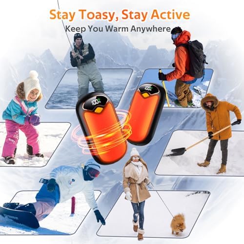 Hand Warmers Rechargeable - 7000mAh Magnetic Electric Hand Warmer 2 Pack, 20Hrs Warmth, LED Digital Display, 4 Heating Levels Reusable Portable Pocket Heater for Raynauds Golf Hunting Camping