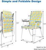 VINGLI Patio Lawn Webbed Folding Chairs Set of 2, Outdoor Beach Chair Portable Dining Chair for Outdoor Yard, Garden (Yellow, Classic)