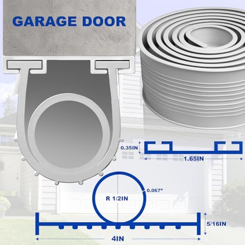 DGSL Garage Door Seals Bottom Rubber，Weather Stripping Sealing Strip Replacement,Universal Weatherproof Threshold Buffering (Grey, 10 Ft,)