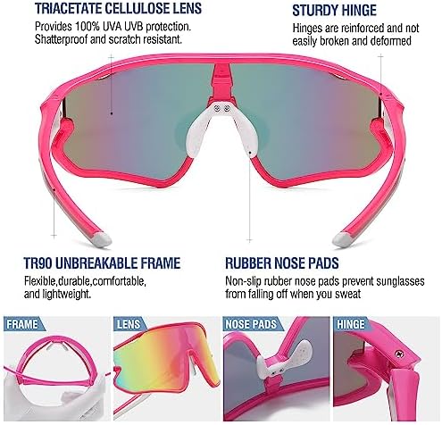 DUCO Kids Sunglasses Youth Baseball Sun Glasses Lightweight TR90 Frame UV400 Sports Cycling Shades for Boys Girls DK268