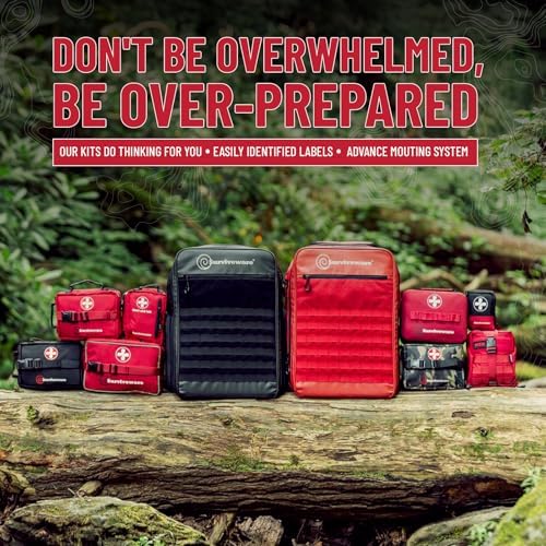 Surviveware Waterproof Premium Survival First Aid Kit - Survival Emergency Preparedness for Travel Camping Gear, Survival Kit and Outdoor Emergencies - HSA & FSA Eligible Survival Kit