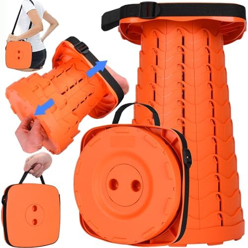 Fishboy Upgraded Square Collapsible Stool, 400lbs Max Weight, Lightweight But Sturdy, Portable Retractable Folding Telescoping Foldable Camping Stool for Adults Outdoor Fishing Hiking Travel BBQ