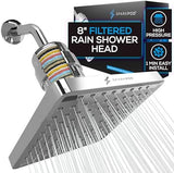 SparkPod Luxury Filtered Shower Head Set 23 Stage Shower Filter - Reduces Chlorine and Heavy Metals - High Pressure Showerhead Filter (8" Square, Luxury Polished Chrome)