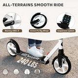 Kick Scooter for Ages 6+,Kid, Teens & Adults. Max Load 240 LBS. Foldable, Lightweight, 8IN Big Wheels for Kids, Teen and Adults, 4 Adjustable Levels. Bearing ABEC9