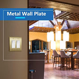 LIDER Decorator Switch or Receptacle Metal Wall Plate, Stainless Steel Outlet Cover, Corrosion Resistant, Mid-Size 2-Gang 4.88" x 4.92", 201 Stainless Steel, LMWP-32M-BB, Brushed Brass
