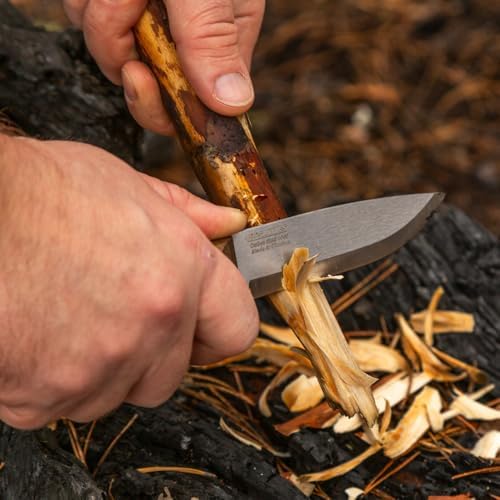 BPS Knives Bushmate 2.0 Designed by DBK - Bushcraft Knife - Fixed-Blade Carbon Steel Knife with Leather Sheath & Firestarter - Outdoor Full Tang Camping Survival Knives