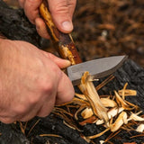 BPS Knives Bushmate 2.0 Designed by DBK - Bushcraft Knife - Fixed-Blade Carbon Steel Knife with Leather Sheath & Firestarter - Outdoor Full Tang Camping Survival Knives