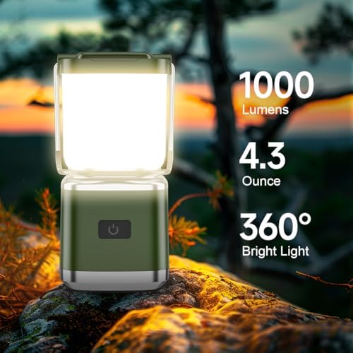 LED Camping Lantern, Lantern Rechargeable with 4 Light Modes, Waterproof, Camping Essentials, Mini Light for Hurricane, Emergency, Hiking, Power Outages, 2pc