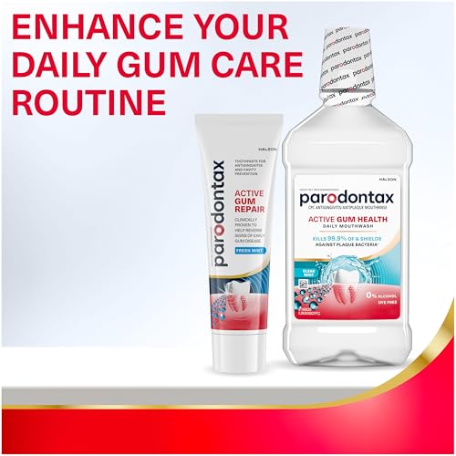 Parodontax Active Gum Health Mouthwash, Antiplaque and Antigingivitis Gum Mouthwash, Clear Mint, 16.9 Fl Oz x 3