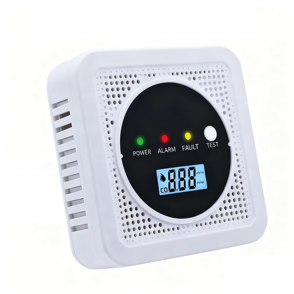 2-in-1 Smoke Detector and Carbon Monoxide Detectors, Battery Powered, CO&Smoke Alarm with Sensitive Sensor, Digital LCD Display, LED Signal Lights, Portable CO and Smoke Monitor Alarm