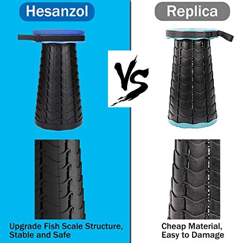 Hesanzol Portable Telescoping Stool, Retractable Folding Stool for Camping Garden Fishing Hiking Travel BBQ, Adjustable Collapsible Stools Max Load 400lbs