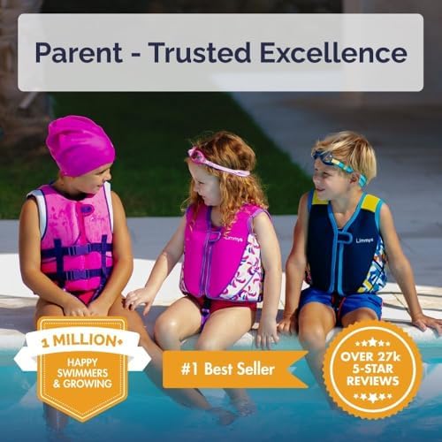 Limmys Premium Kids Swim Vest - Toddler Swim Jacket and Buoyancy Swimming Aid - Modern Design Swimming Vest for Boys, Girls and Babies - Drawstring Bag Included