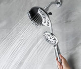 2-in-1 Shower Head with Handheld Combo: 2.5GPM Rainfall Shower Head & Handheld Shower Head Use Together or Alone, 9 Spray Settings Hand Held Shower Head with Hose, Shower Trim Systems