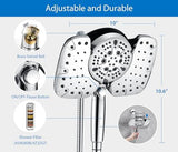 2-in-1 Shower Heads with Handheld Spray Combo: 10” Rainfall Shower Head & Hand Held Shower Head, 10 Spray Settings Detachable Shower Head with ON/OFF Switch and 15-Stage Filter