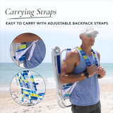 CARIBBEAN JOE Folding Beach Chair, 5 Position Portable Backpack Foldable Camping Chair with Headrest and Cup Holder Armrests, Bold Stripe