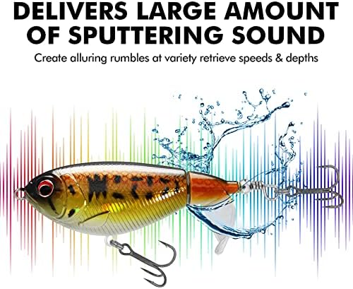 TRUSCEND PoPobait Plopper with BKK Hooks, Top Water Fishing Lures for Bass Walleye Pike Catfish Musky Perch, Floating Lure for Freshwater or Saltwater, Amazing Teasers Fishing Gifts for Family Fishing