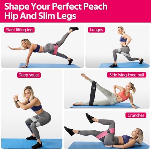 WALITO Resistance Bands for Legs and Butt, Fabric Exercise Loop Bands Yoga, Pilates, Rehab, Fitness and Home Workout, Strength Bands for Booty