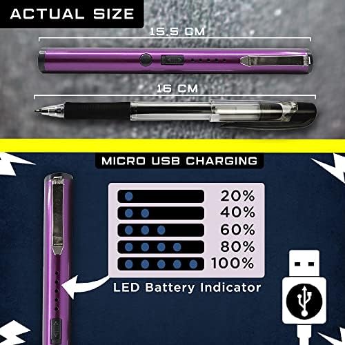 Streetwise Pain Pen 25,000,000 Stun Gun for Self Defense - Tactical Stun Pen for Women and Men, USB Rechargeable, Battery Indicator, Durable Clip, Compact and Concealable for Protection