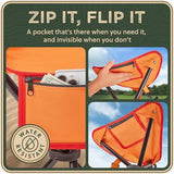 Foldable Tripod Stool - Ultra Portable Seat for Tall People, 20” High - Hunting Chair & Hidden Zippered Pocket - 2 lb Camping Stool, 3 Legged Strong Steel Stool Holds up to 200 lb (Orange)
