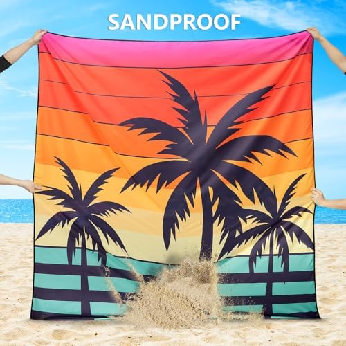 Beach Blanket Waterproof Sandproof Beach Mat 79" X 83" /10'x9'for 2-8 Adults Quick Drying Outdoor Picnic Mat Beach Accessories for Travel, Camping, Hiking