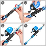 ODDSPRO Kids Fishing Pole Pink, Portable Telescopic Fishing Rod and Reel Combo Kit - with Spincast Fishing Reel Tackle Box for Girls, Youth