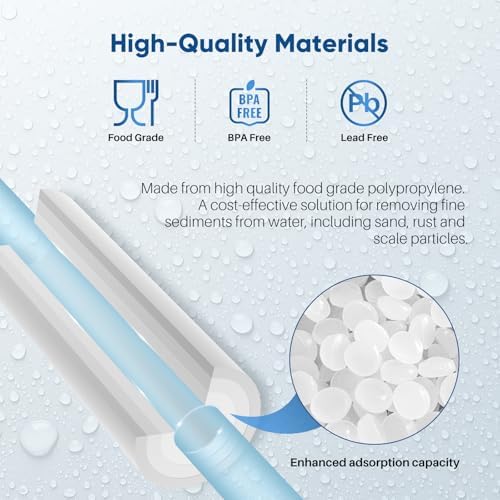 PUREPLUS 5 Micron 10" x 2.5" Whole House Sediment Home Water Filter Cartridge Replacement for Any 10 inch RO Unit, Culligan P5, Aqua-Pure AP110, Dupont WFPFC5002, CFS10, WHKF-G05, 4Pack