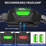 LED Headlamp Rechargeable 2Pack, 3000 Lumens Bright Head Lamp Βattery Include, 90° Adjustable Head Lights for Forehead with 3 Modes, Long Runtime & Waterproof Headlamps for Adults Camping Hiking