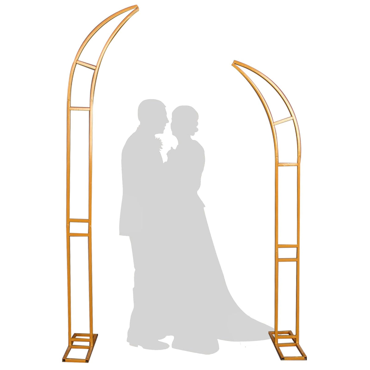 Curved Metal Wedding Arch Stand, Garden Arch Flower Stand Outdoor Indoor Use for Wedding Ceremony Birthday Anniversary Floral Stand Background Decoration 8.2FT and 6.9FT (Gold)