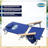 Tommy Bahama 5-Position Classic Lay Flat Folding Backpack Beach Chair, Polyester, Navy