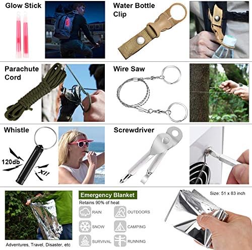 216 Pcs Survival First Aid Kits, Professional Survival Gear Equipment Tools First Aid Supplies kit for SOS Emergency Hiking Hunting Disaster Camping Adventures