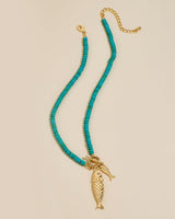 FAUTHENTICUTE Chunky Gold Fish Pendant Necklace for Women