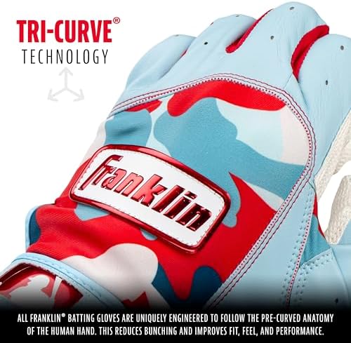 Franklin Sports MLB Youth Batting Gloves - Digitek Camo Baseball + Softball - Premium Leather - Many Sizes + Colors - Youth